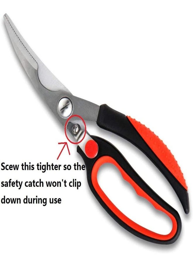 FS COOL Kitchen Poultry Shears : Multipurpose Heavy Duty & Stainless Steel with Safety Lock & Anti-Slip Handles Professional Scissor for Meat, Fish, Chicken, Bone and Much More (2-Piece) - Image 4